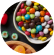 Colorful types of candy on a wooden table